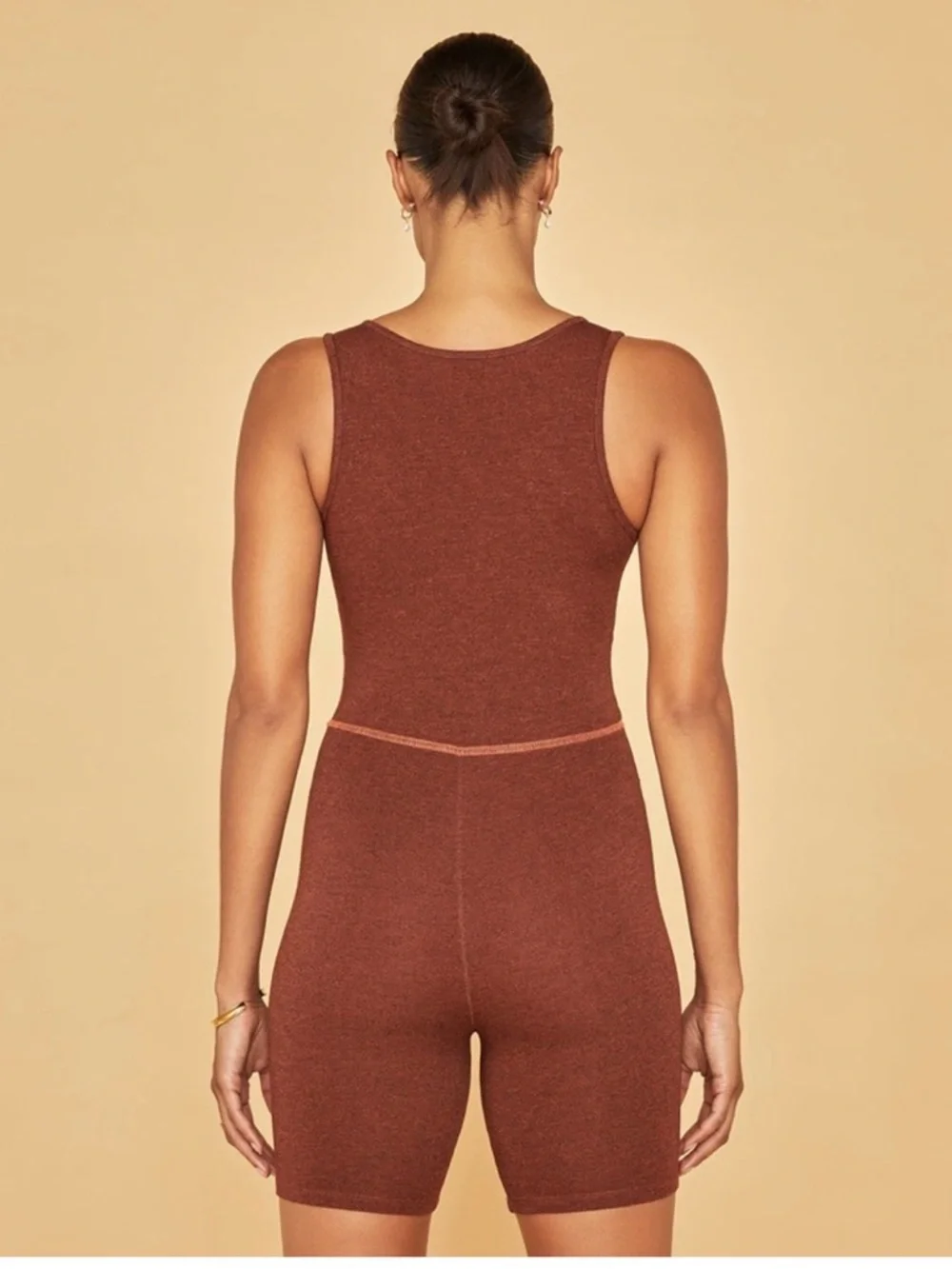 Sundry Rust Brown Vneck Sleeveless Knit Romper Sz 1/S - Picture 3 of 6